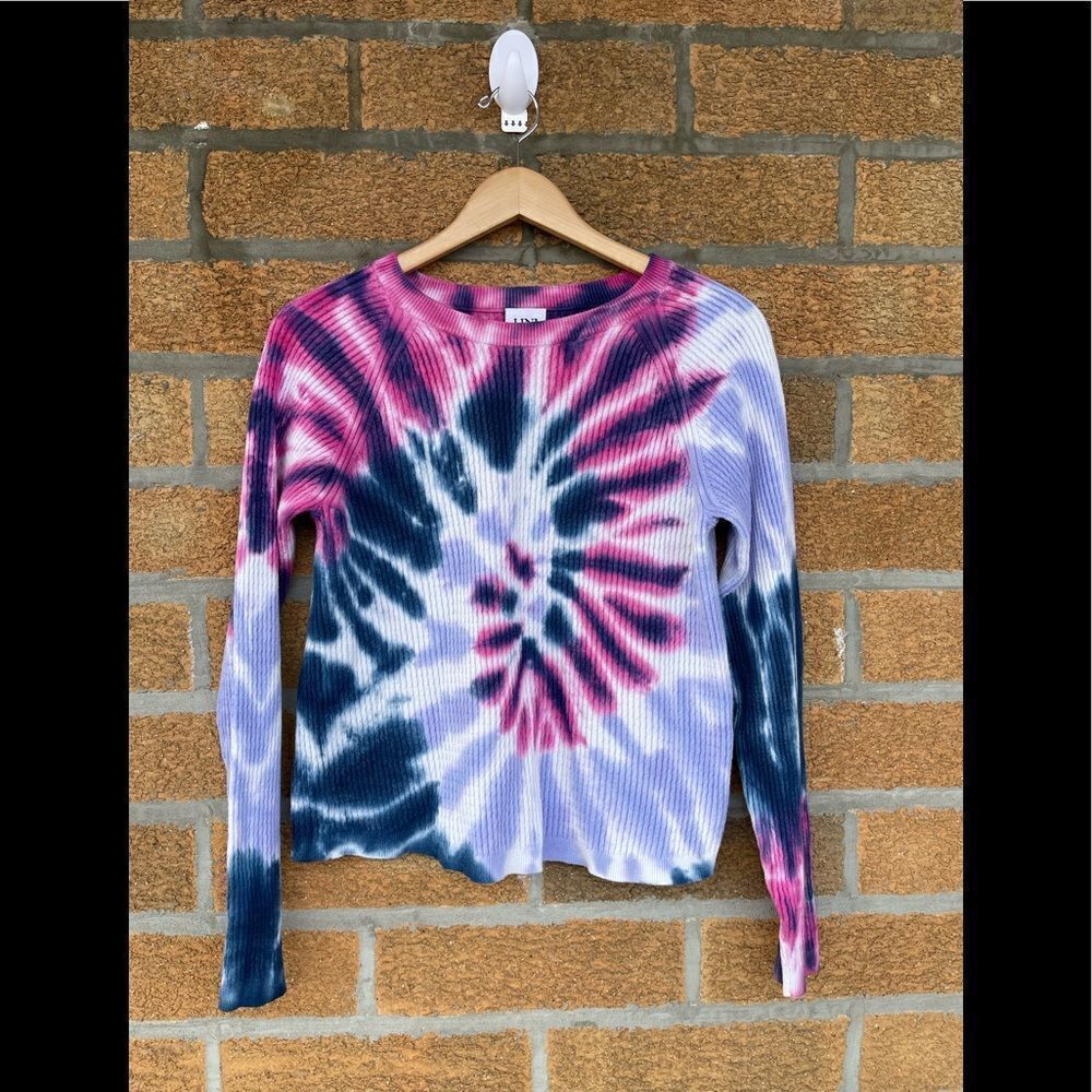 LINI WOMENS HAILEY TIE-DYE RIBBED KNIT SWEATER small